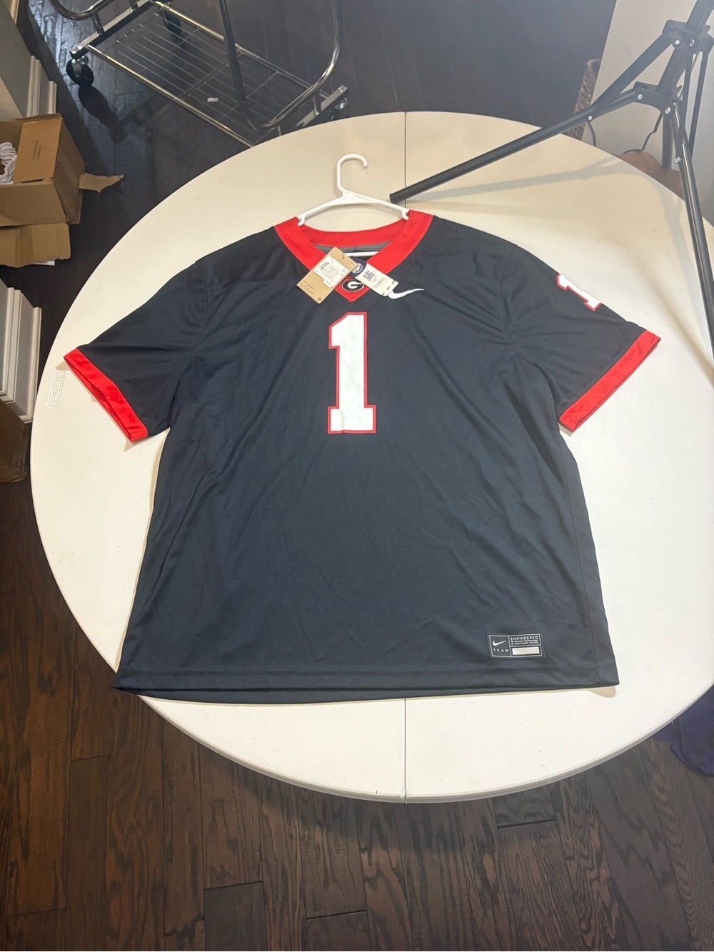 Nike Men’s Georgia Bulldogs Jersey with Red Trim & White Number 1